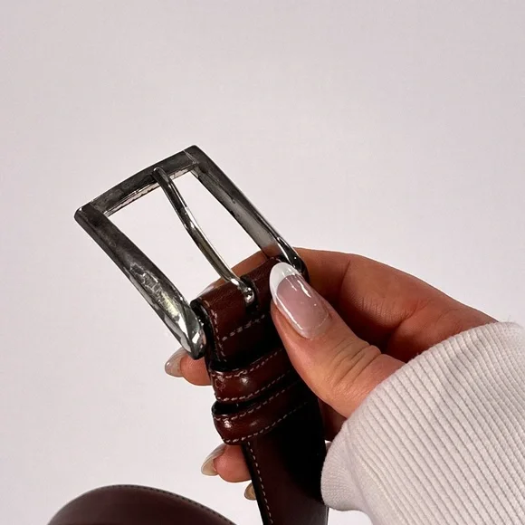 Trafalgar Men’s Dress Belt Easton Cortina Leather Brown Size 40 - Picture 6 of 15